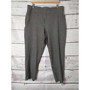 Attyre Womens Pants Size 16W Black Gold Diamond Print Pull On Ankle Length Plus